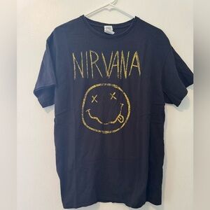 Nirvana Black T-Shirt with Yellow Graphic